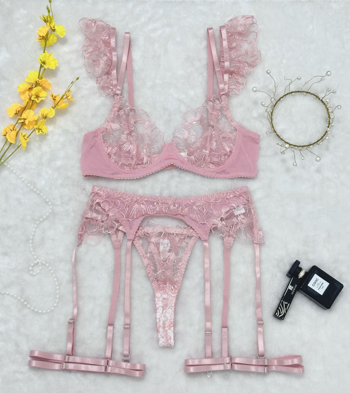 Transparenter Bügel - BH mit Stickerei – Sexy Dessous - Set für verführerischen Komfort und Unterstützung - Si.Kreativkauf