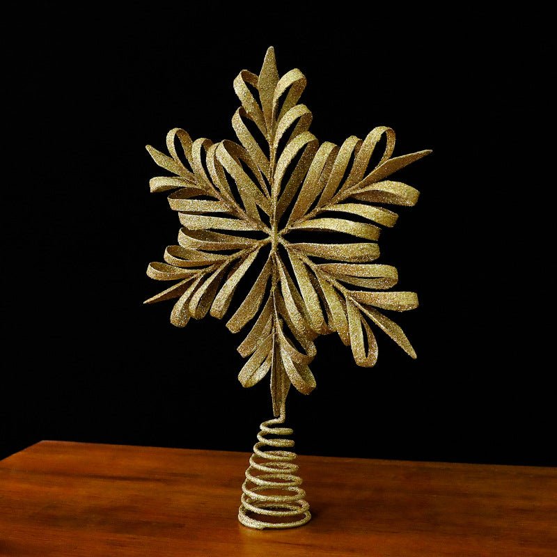 Weihnachtsbaumstern aus Eisen mit Schneeflocken - Design für festliche Dekoration - Si.Kreativkauf