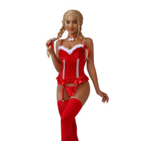 Weihnachtsuniform Plüsch - Trägertop für Flirt und Erotik – Sex - Unterwäsche - Set für festliche Anlässe - Si.Kreativkauf