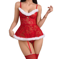 Weihnachtsunterwäsche mit Trägern und Spitze – Sexy Weihnachtsuniform für besondere Anlässe - Si.Kreativkauf